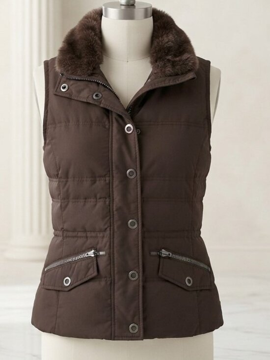 Eddie Bauer Jackets & Blazers - Eddie Bauer Vest size Small premium Goose Down Vest color brown faux fur removal